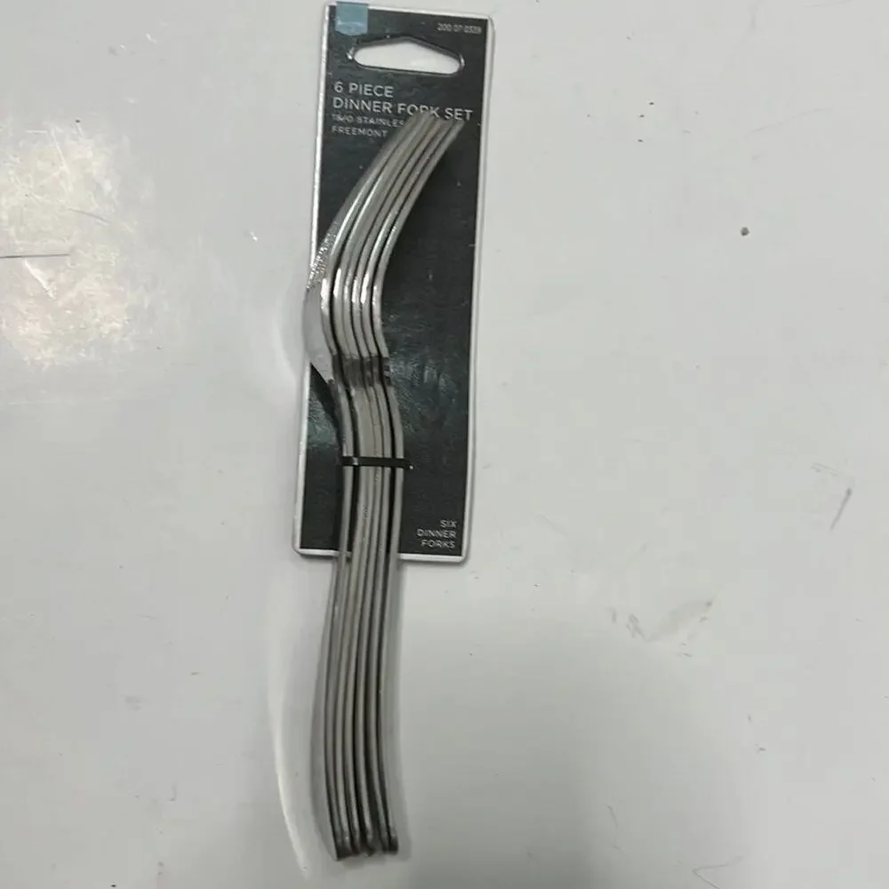 NWT HOME 6 PIECE DINNER FORK SET 18/0 STAINLESS STEEL FREEMONT